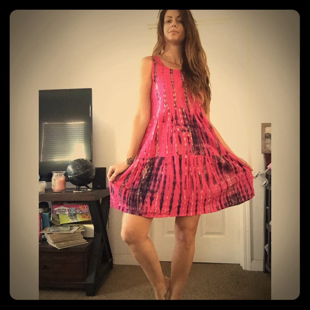 Summer baby doll dress in pink tie die Xs-Med ❤